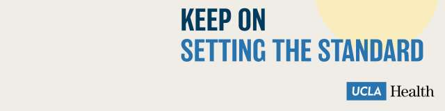 Linkedin Banner that says "keep on setting the standard" with the UCLAH logo