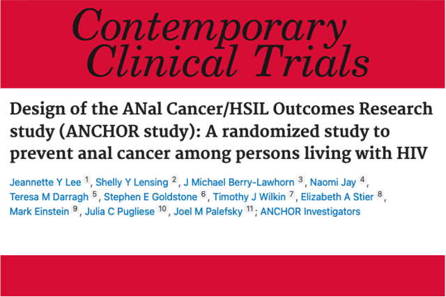 Masthead for a journal article titled "Design of the ANal Cancer/HSIL Outcomes Research study (ANCHOR study): A randomized study..."