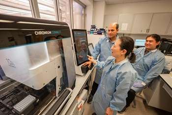 Technology Center for Genomics & Bioinformatics Staff using lab equipment