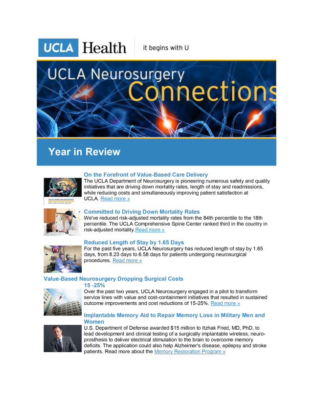 UCLA Neurosurgery Connections - Year in Review 2014