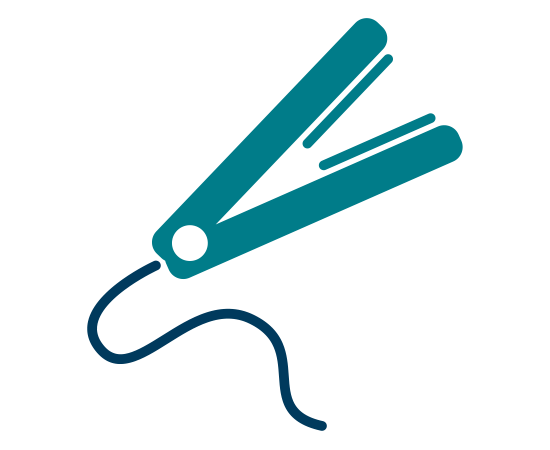 Types of burns - Hair straightener icon