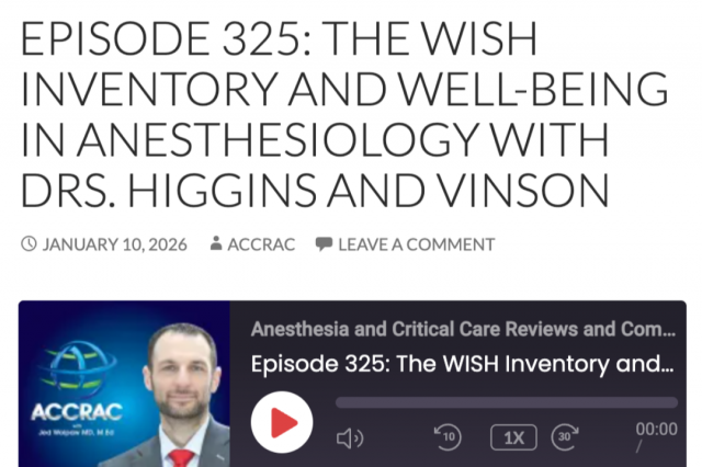 Podcast episode title: "The Wish Inventory and Well-Being in Anesthesiology."