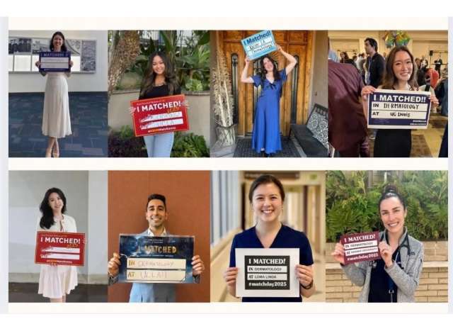 April Armstrong Lab fellows holding and showing their 'I matched' signs