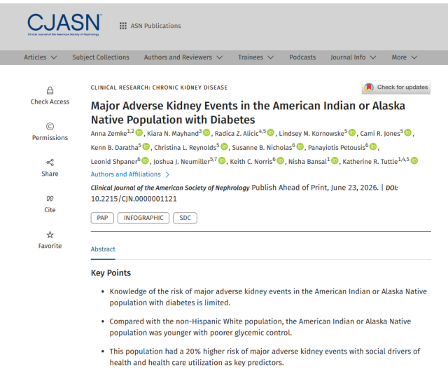 Major Adverse Kidney Events in the American Indian or Alaska Native Population with Diabetes
