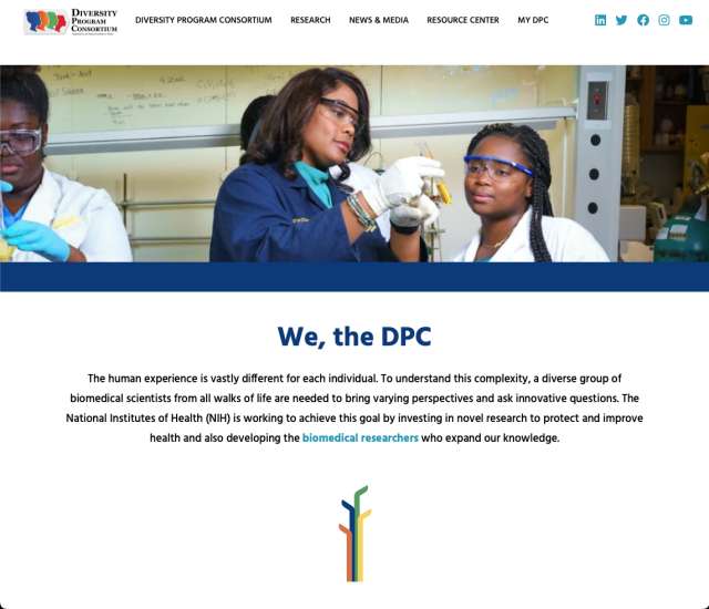 homepage of the Diversity Program Consortium website