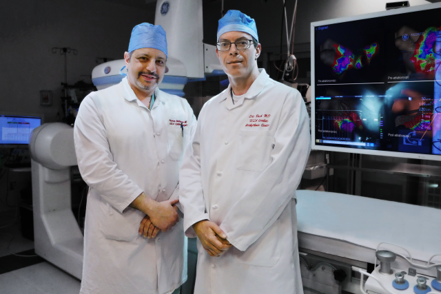 Peyman Benharash, MD and Eric Buch, MD at Ronald Reagan UCLA Medical Center, Los Angeles, CA on March 20, 2023. (Photo by Scot Tran for UCLA Health)