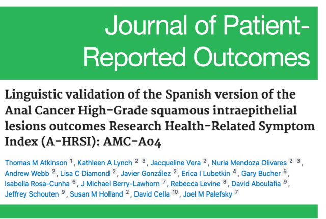 Masthead for a journal article titled "Linguistic validation of the Spanish version of the Anal Cancer High-Grade squamous intraepithelial lesions..."