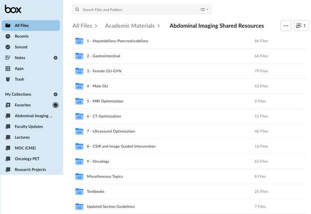 Abdominal Imaging Shared Resources