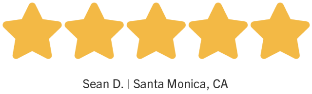 4.5 star icons, Sean D., Santa Monica