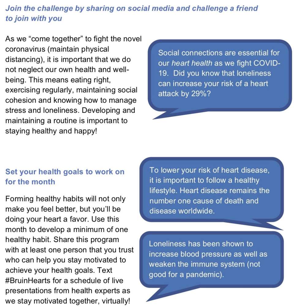 Flyer explaining the importance of health, wellbeing, and social connections during COVID-19.