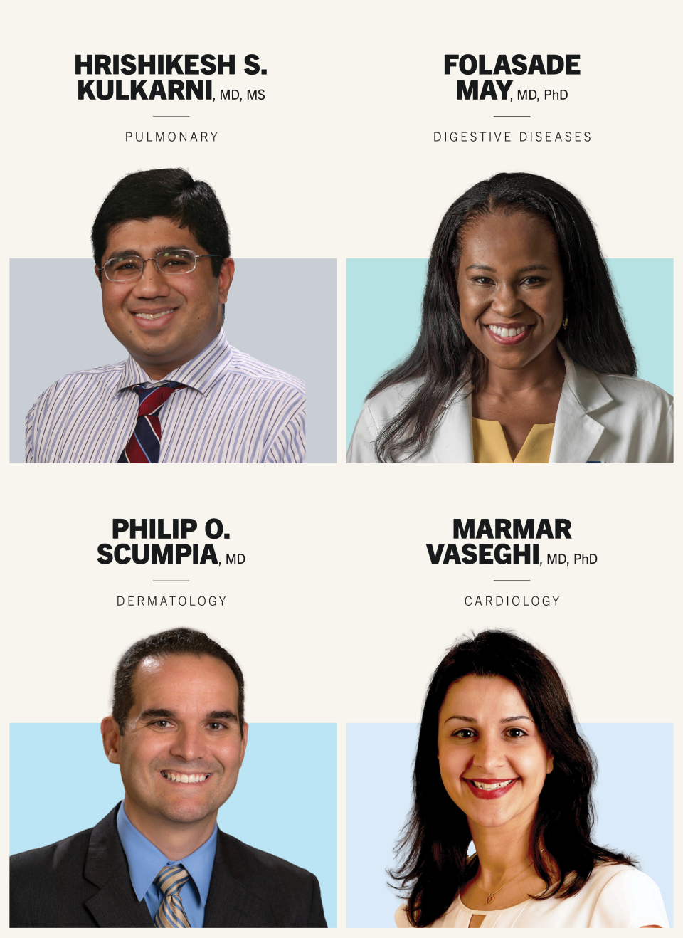 Announcement of Drs. Kulkarni, May, Scumpia, and Vaseghi being elected to the American Society for Clinical Investigation (ASCI) in 2025.