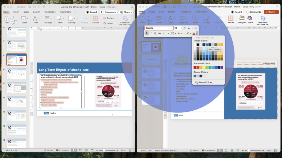 Screenshot of someone on a UCLA Health powerpoint