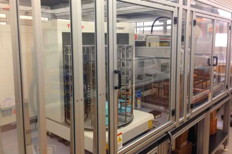 Robotic equipment in the lab of UCLA's Dimitrios Iliopoulos