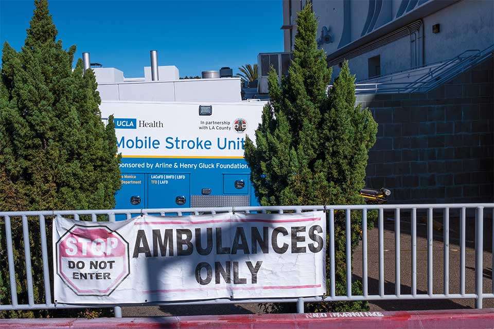 the mobile stroke unit parked outside of the hospital