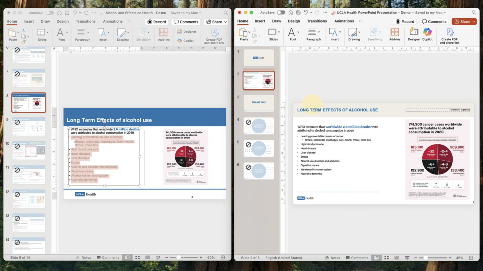 Screenshot of someone on a UCLA Health powerpoint