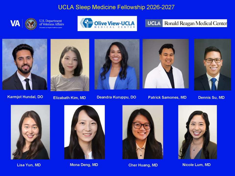 Headshot grid of UCLA Sleep Medicine fellows with UCLA logos