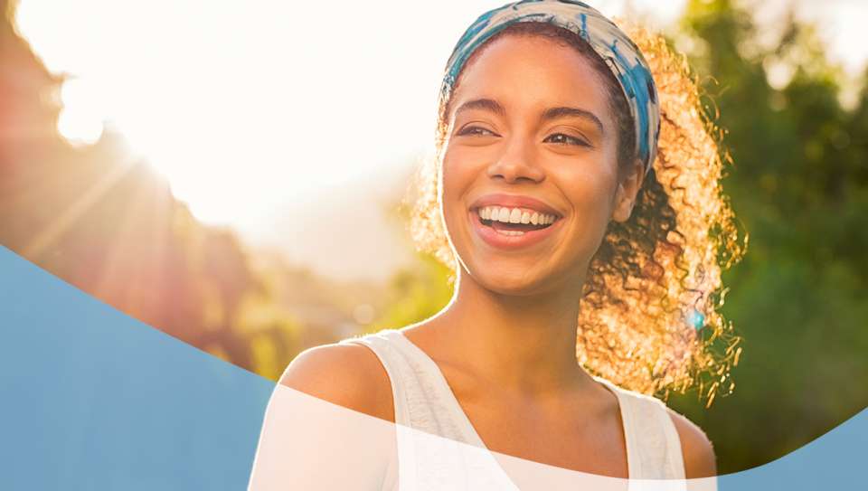 Woman wearing scarf and wave design