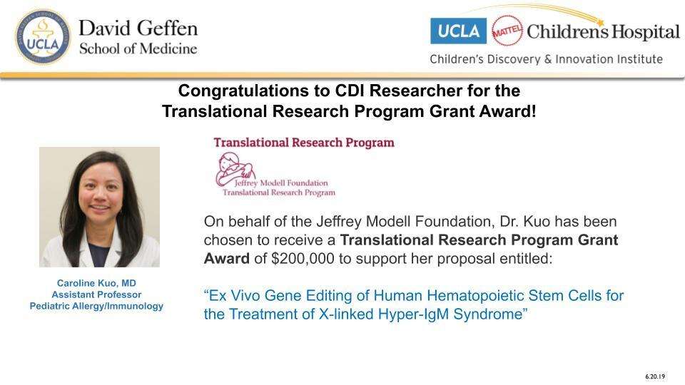 Translational Research Program Grant Awardee Caroline Kuo
