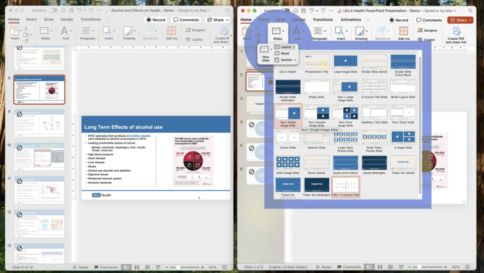 Screenshot of someone on a UCLA Health powerpoint
