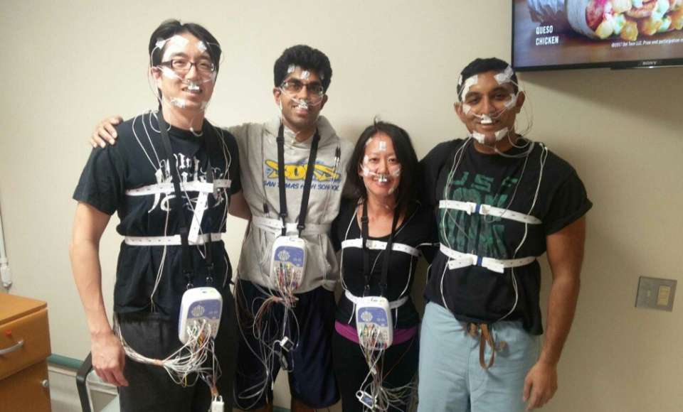 Sleep Testing Students with equipment