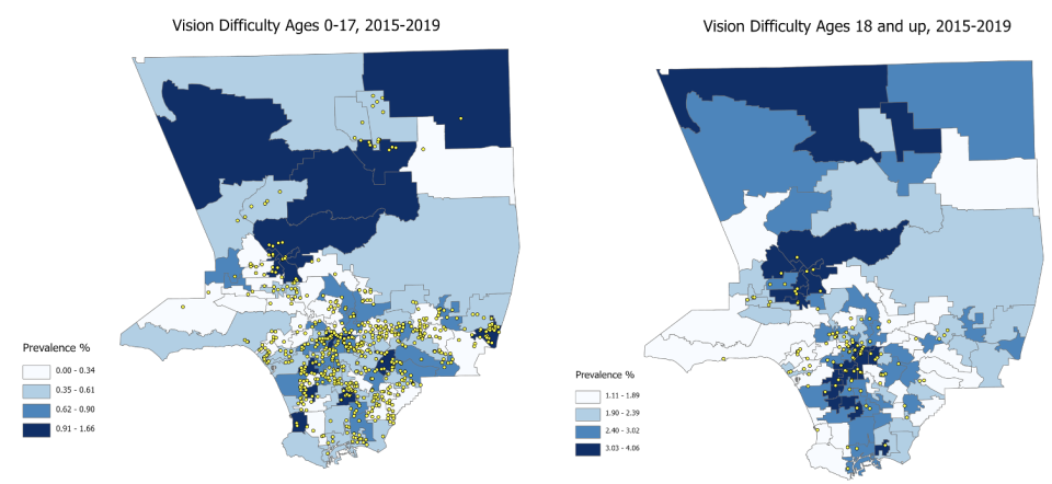 Blindness prevalence maps in LA county
