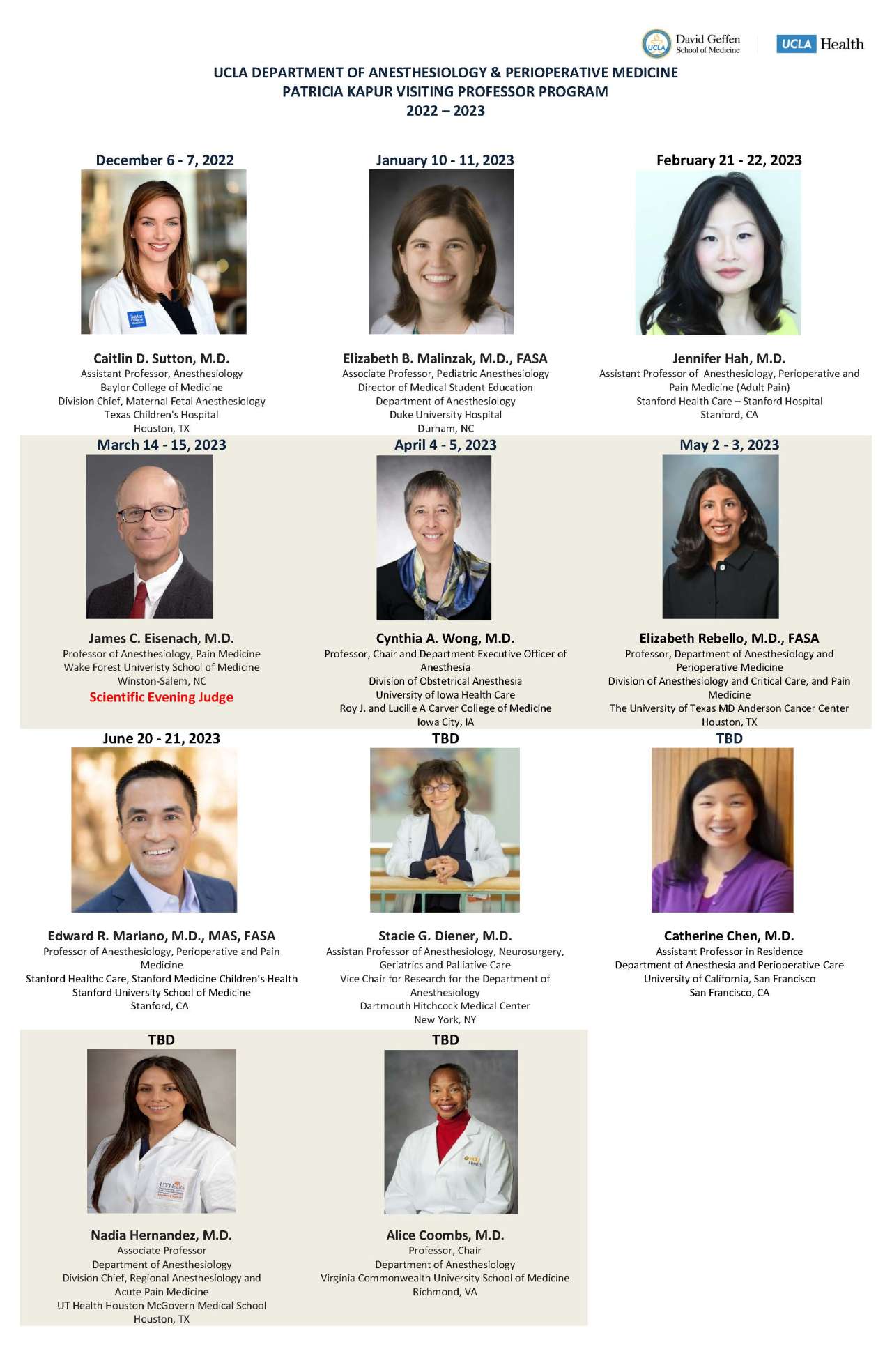 VP Flyer of the UCLA department of anesthesiology and perioperative medicine 2022-2023.