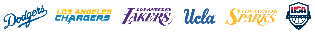 Dodger, UCLA, Laker, Chargers, and Sparks logos
