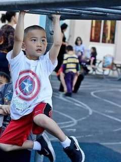 When he was 4, Sei Nagashima ended up with a black eye after being hit lightly by a plastic swing. (Photo courtesy of Taku Nagashima)