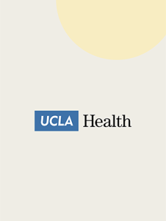 UCLA Health logo on a sand-colored background with a circular sun rising in the right corner.