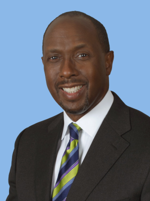 Vincent Rowe, MD with blue background