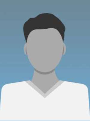 Blue and gray illustration of a mannequin with short hair.