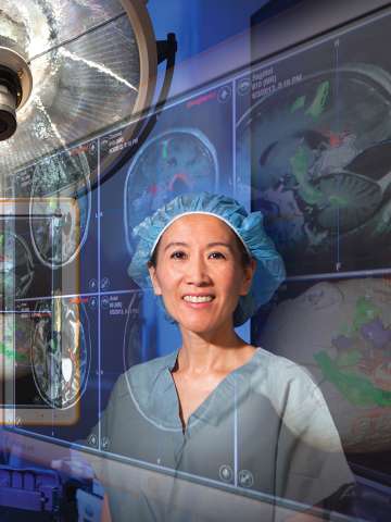 Dr. Linda Liau and brain scan