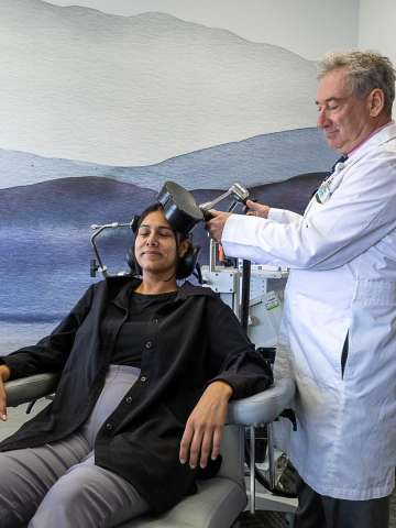 Patient receiving TMS Treatment 