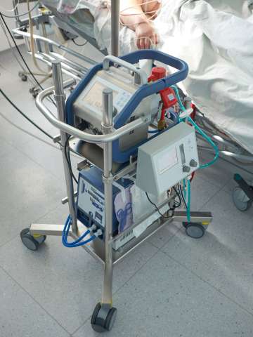 Extracorporeal membrane oxygenation. Working ECMO machine in intensive care department