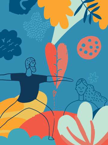 People doing yoga illustration