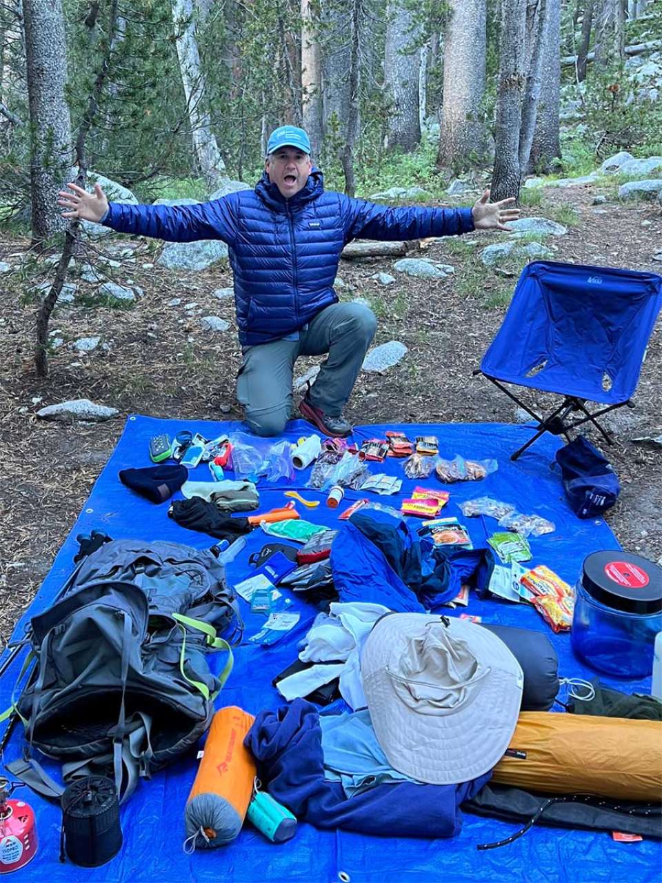 Dr. Michael Teitell with camping gear