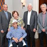 Group photo featuring (L–R) Left to right: Dr. John Mazziotta, Irene Levine, Howard Levine, Chancellor Gene Block and Dr. Jeff Bronstein.