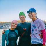 Dr. Deborah Wong (left) with Jimmy and Julie Sanders, founders of Jimmy Swims.