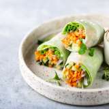 fresh spring rolls on ceramic plate