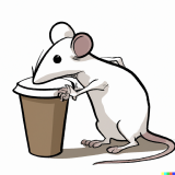 Cartoon of a mouse and a cup of coffee