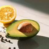 easy avocado half with lemon and salt and pepper