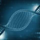 Digital illustration of a DNA model on science background. 3D rendering