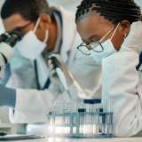 Scientist, dropper and staff with research in lab for experiment.