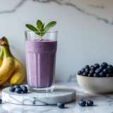 Banana Blueberry Smoothie on marble counter top