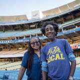 Reed siblings pose at Dodger Stadium