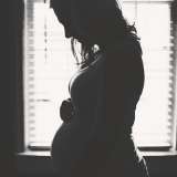 Pregnant woman in silhouette