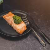 Roasted Salmon with Almond-Flaxseed Pesto
