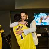 Dr. Will Sheppard hugs patient Kevin Kapler.