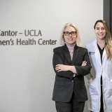 Dr. Janet Pregler, left, and Dr. Erin Baroni at the Iris Cantor — UCLA Women’s Health Center in Westwood on Thursday, January 18, 2024. (Joshua Sudock | UCLA Health)