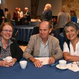 Drs. Karin Nielsen, Lorenz Von Seidlein and Jacqueline Deen share a table at the conference celebrating the 50th anniversary of pediatric infectious diseases research and treatment at UCLA.
